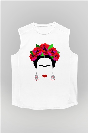 Frida Kahlo Beyaz Unisex Kolsuz Tişört