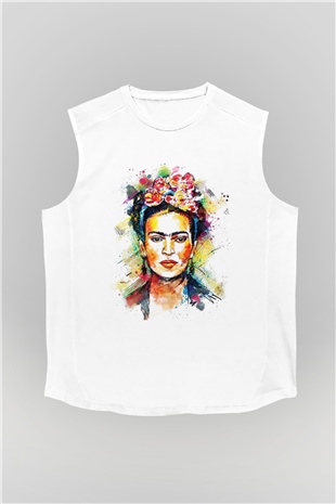 Frida Kahlo Beyaz Unisex Kolsuz Tişört
