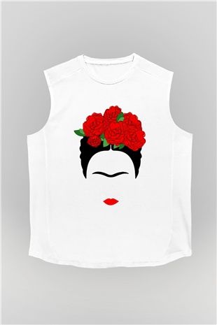 Frida Kahlo Beyaz Unisex Kolsuz Tişört