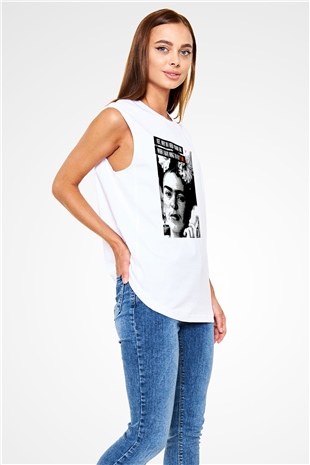 Frida Kahlo Beyaz Unisex Kolsuz Tişört