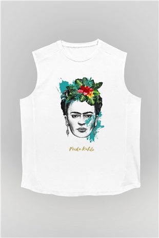 Frida Kahlo Beyaz Unisex Kolsuz Tişört