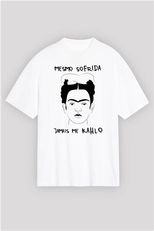 Frida Kahlo Beyaz Unisex Oversize Tişört T-Shirt