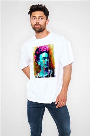 Frida Kahlo Beyaz Unisex Oversize Tişört T-Shirt