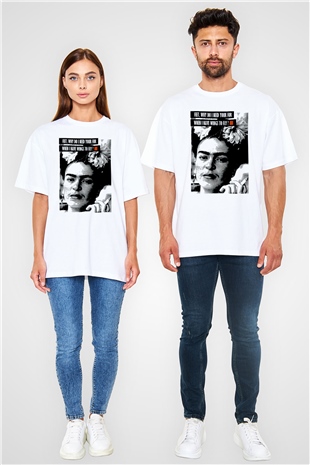 Frida Kahlo Beyaz Unisex Oversize Tişört T-Shirt