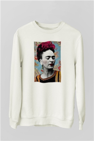 Frida Kahlo Beyaz Unisex Sweatshirt