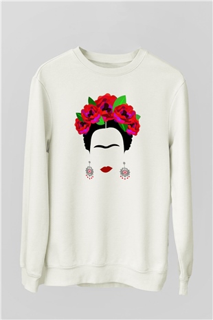 Frida Kahlo Beyaz Unisex Sweatshirt