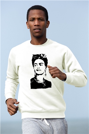 Frida Kahlo Beyaz Unisex Sweatshirt
