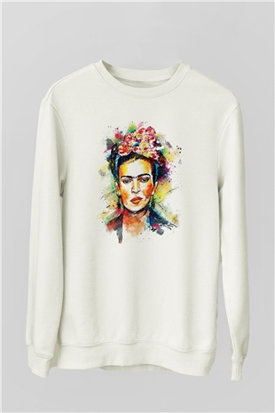 Frida Kahlo Beyaz Unisex Sweatshirt
