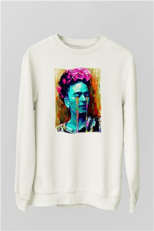 Frida Kahlo Beyaz Unisex Sweatshirt