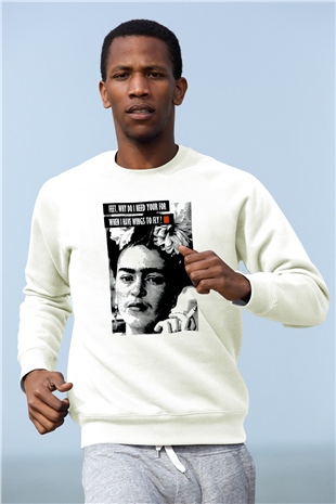 Frida Kahlo Beyaz Unisex Sweatshirt