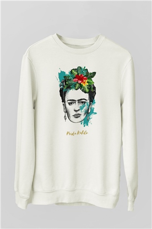 Frida Kahlo Beyaz Unisex Sweatshirt