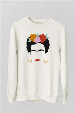 Frida Kahlo Beyaz Unisex Sweatshirt