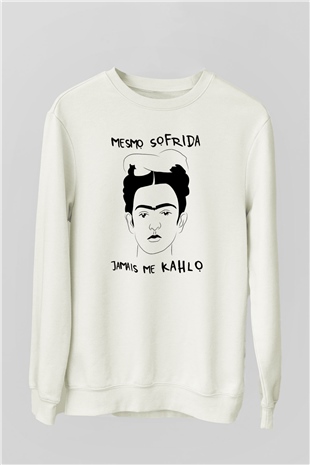 Frida Kahlo Beyaz Unisex Sweatshirt