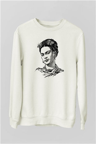 Frida Kahlo Beyaz Unisex Sweatshirt
