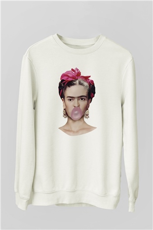 Frida Kahlo Beyaz Unisex Sweatshirt
