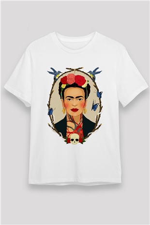 Frida Kahlo Beyaz Unisex Tişört T-Shirt - TişörtFabrikası