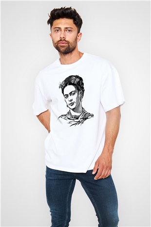 Frida Kahlo Beyaz Oversize Tişört Oversize T-shirt - TişörtFabrikası