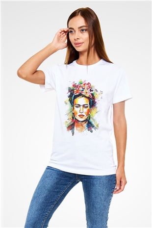 Frida Kahlo Beyaz Unisex Tişört T-Shirt - TişörtFabrikası