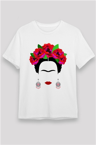 Frida Kahlo Beyaz Unisex Tişört T-Shirt - TişörtFabrikası
