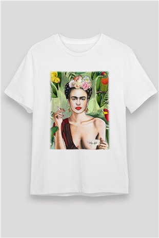 Frida Kahlo Beyaz Unisex Tişört T-Shirt - TişörtFabrikası