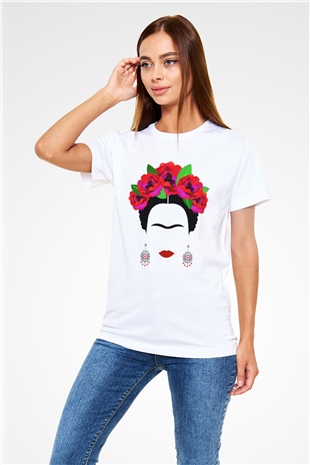 Frida Kahlo Beyaz Unisex Tişört T-Shirt - TişörtFabrikası