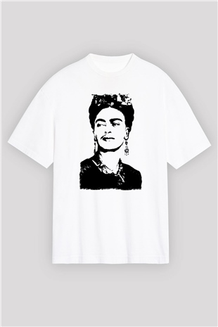 Frida Kahlo Beyaz Oversize Tişört Oversize T-shirt - TişörtFabrikası