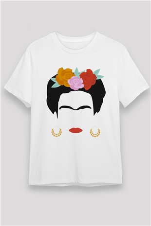 Frida Kahlo Beyaz Unisex Tişört T-Shirt - TişörtFabrikası