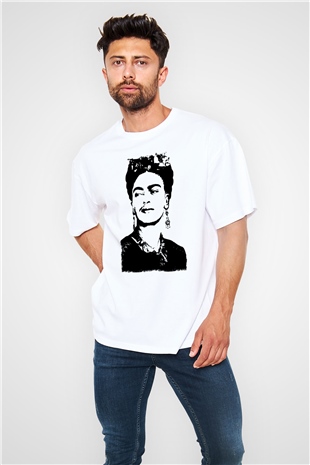 Frida Kahlo Beyaz Oversize Tişört Oversize T-shirt - TişörtFabrikası