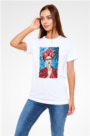 Frida Kahlo Beyaz Unisex Tişört T-Shirt - TişörtFabrikası