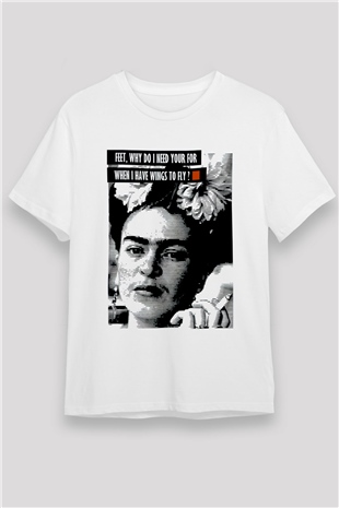 Frida Kahlo Beyaz Unisex Tişört T-Shirt - TişörtFabrikası