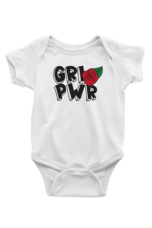 Frida Kahlo Girl Power - Grl Pwr Beyaz Bebek Body - Zıbın
