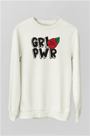 Frida Kahlo Girl Power - Grl Pwr Beyaz Unisex Sweatshirt