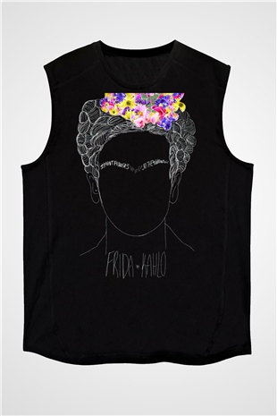 Frida Kahlo Siyah Unisex Kolsuz Tişört