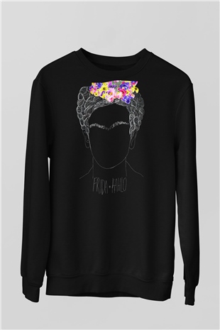 Frida Kahlo Siyah Unisex Sweatshirt