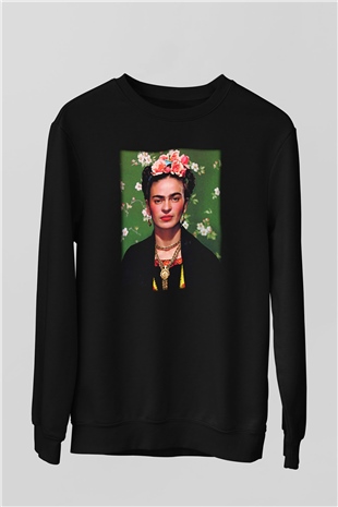 Frida Kahlo Siyah Unisex Sweatshirt