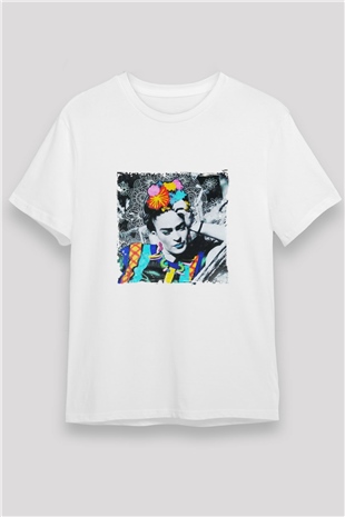 Frida Kahlo Unisex Baskılı Beyaz Tişört