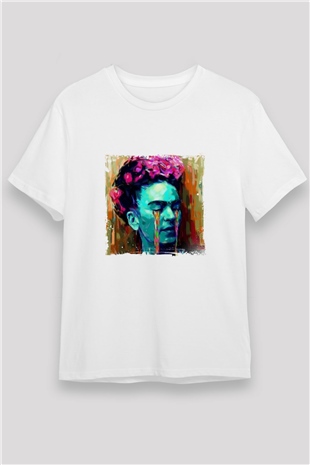 Frida Kahlo Unisex Baskılı Beyaz Tişört