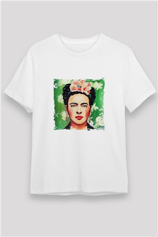 Frida Kahlo Unisex Baskılı Beyaz Tişört