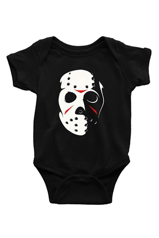 Friday the 13th 13.Cuma Baskılı Siyah Bebek Body - Zıbın