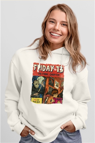 Friday the 13th 13.Cuma Beyaz Unisex Hoodie