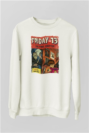 Friday the 13th 13.Cuma Beyaz Unisex  Sweatshirt