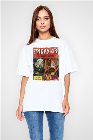 Friday the 13th 13.Cuma Beyaz Oversize Tişört
