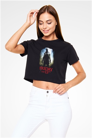 Friday the 13th 13.Cuma Siyah Crop Top Tişört