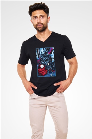 Friday the 13th 13.Cuma Siyah Unisex V Yaka Tişört