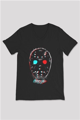 Friday the 13th 13.Cuma Siyah Unisex V Yaka Tişört