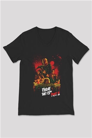 Friday the 13th 13.Cuma Siyah Unisex V Yaka Tişört