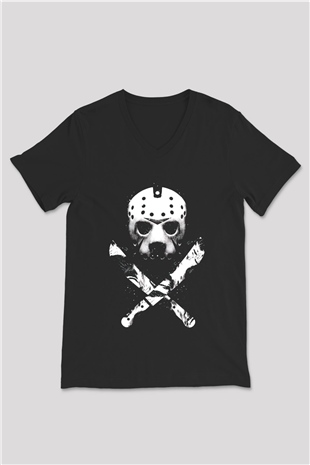 Friday the 13th 13.Cuma Siyah Unisex  V Yaka Tişört