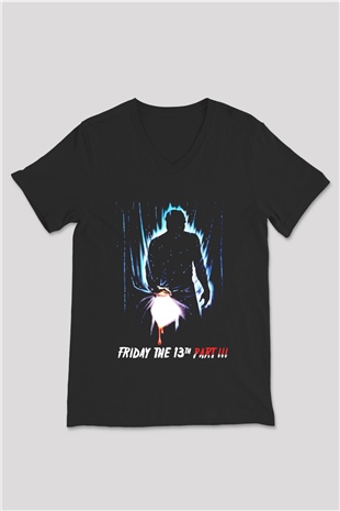 Friday the 13th 13.Cuma Siyah Unisex V Yaka Tişört