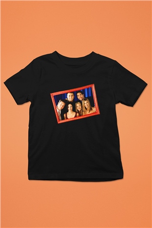 Friends Baskılı Siyah Unisex Çocuk Tişört