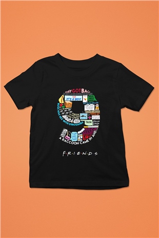 Friends Baskılı Siyah Unisex Çocuk Tişört